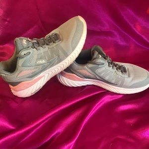 Fila Gray and Pink Athletic Running Shoes